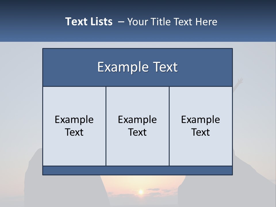 Two People Standing On Top Of A Mountain With Their Arms In The Air PowerPoint Template