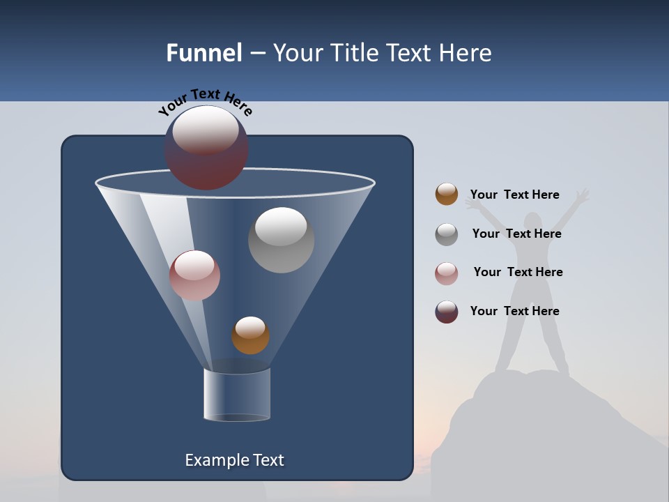 Two People Standing On Top Of A Mountain With Their Arms In The Air PowerPoint Template