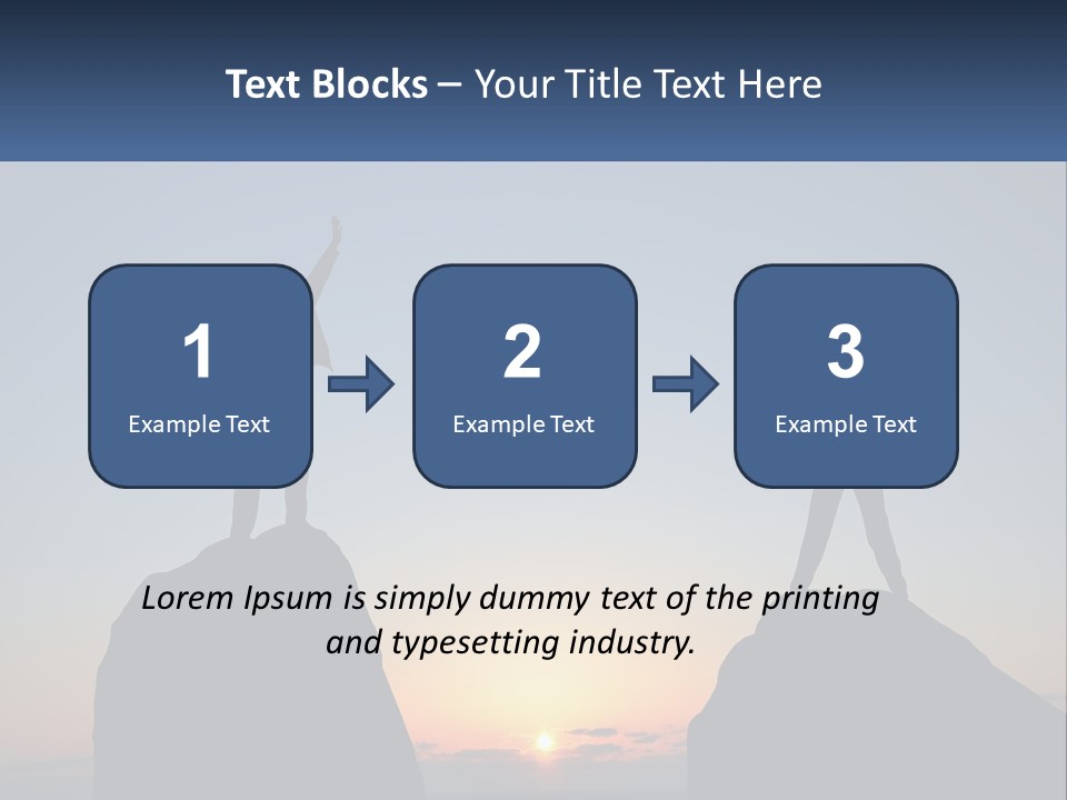 Two People Standing On Top Of A Mountain With Their Arms In The Air PowerPoint Template