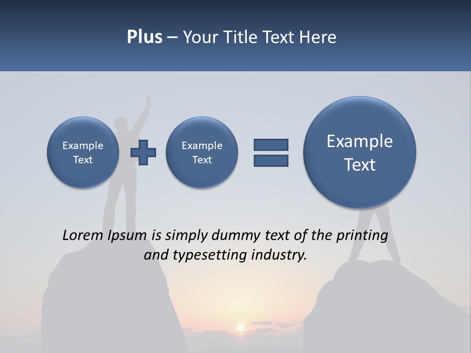 Two People Standing On Top Of A Mountain With Their Arms In The Air PowerPoint Template
