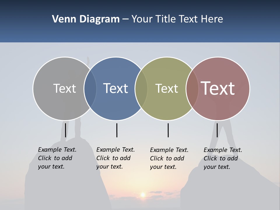 Two People Standing On Top Of A Mountain With Their Arms In The Air PowerPoint Template