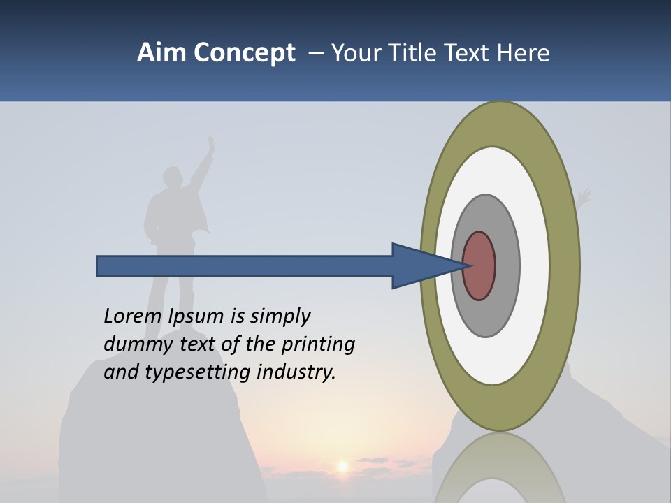 Two People Standing On Top Of A Mountain With Their Arms In The Air PowerPoint Template