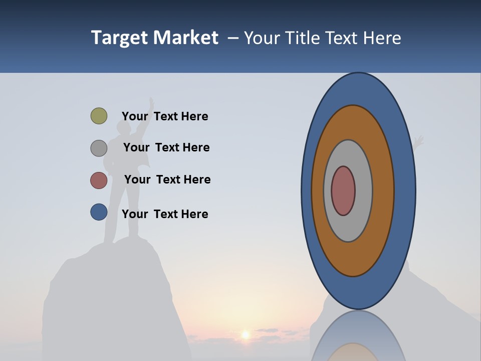 Two People Standing On Top Of A Mountain With Their Arms In The Air PowerPoint Template