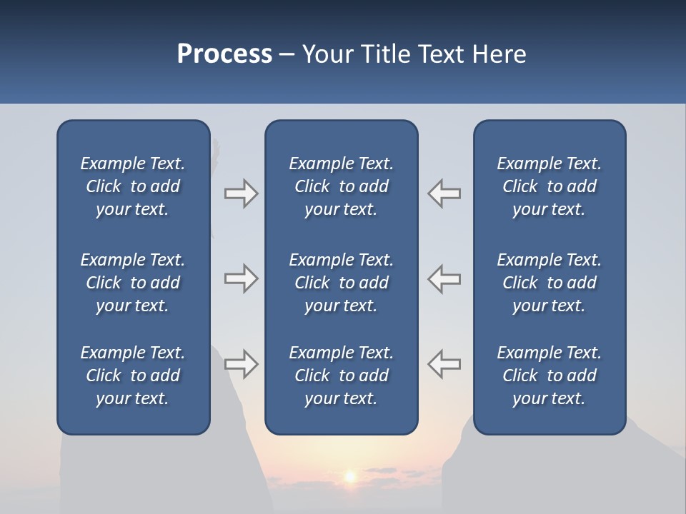 Two People Standing On Top Of A Mountain With Their Arms In The Air PowerPoint Template