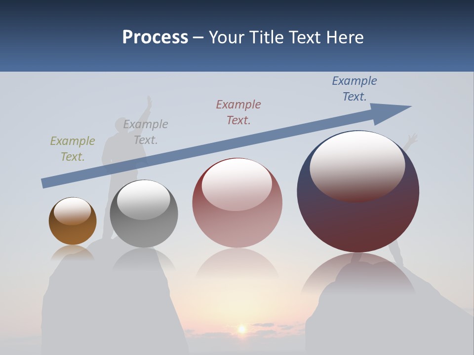 Two People Standing On Top Of A Mountain With Their Arms In The Air PowerPoint Template