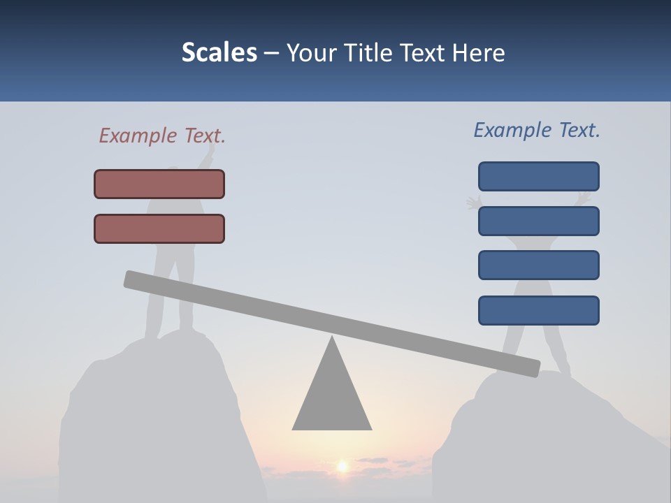 Two People Standing On Top Of A Mountain With Their Arms In The Air PowerPoint Template