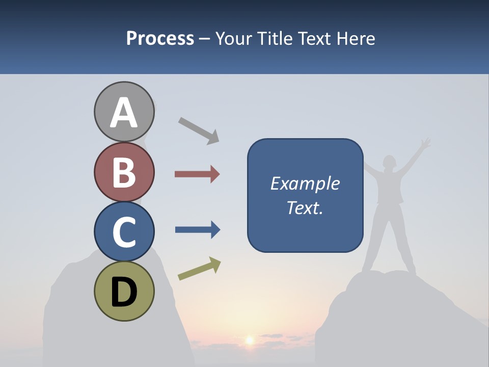 Two People Standing On Top Of A Mountain With Their Arms In The Air PowerPoint Template