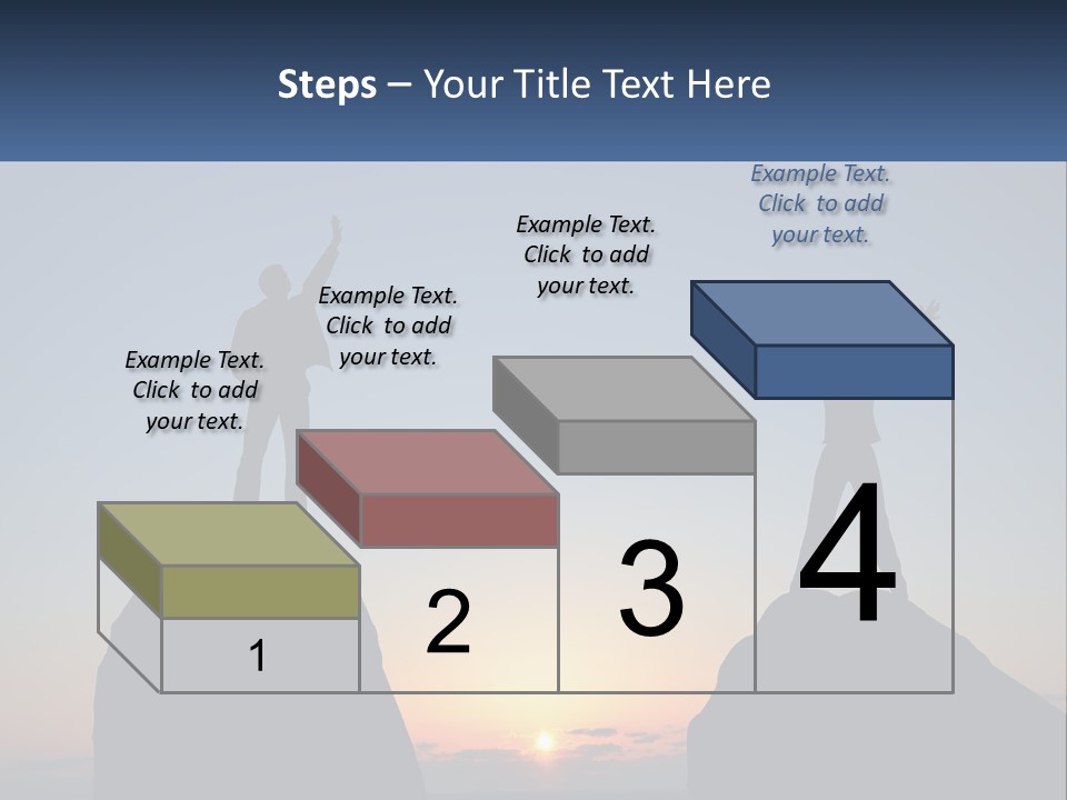 Two People Standing On Top Of A Mountain With Their Arms In The Air PowerPoint Template