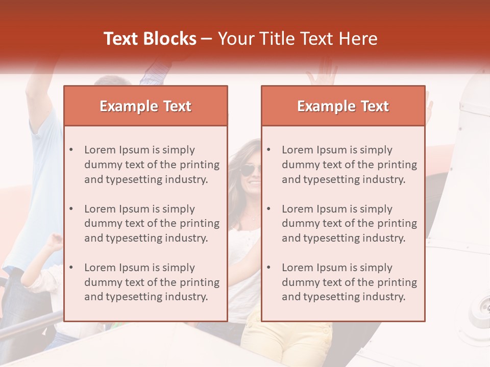 A Group Of People On A Plane With Their Arms In The Air PowerPoint Template