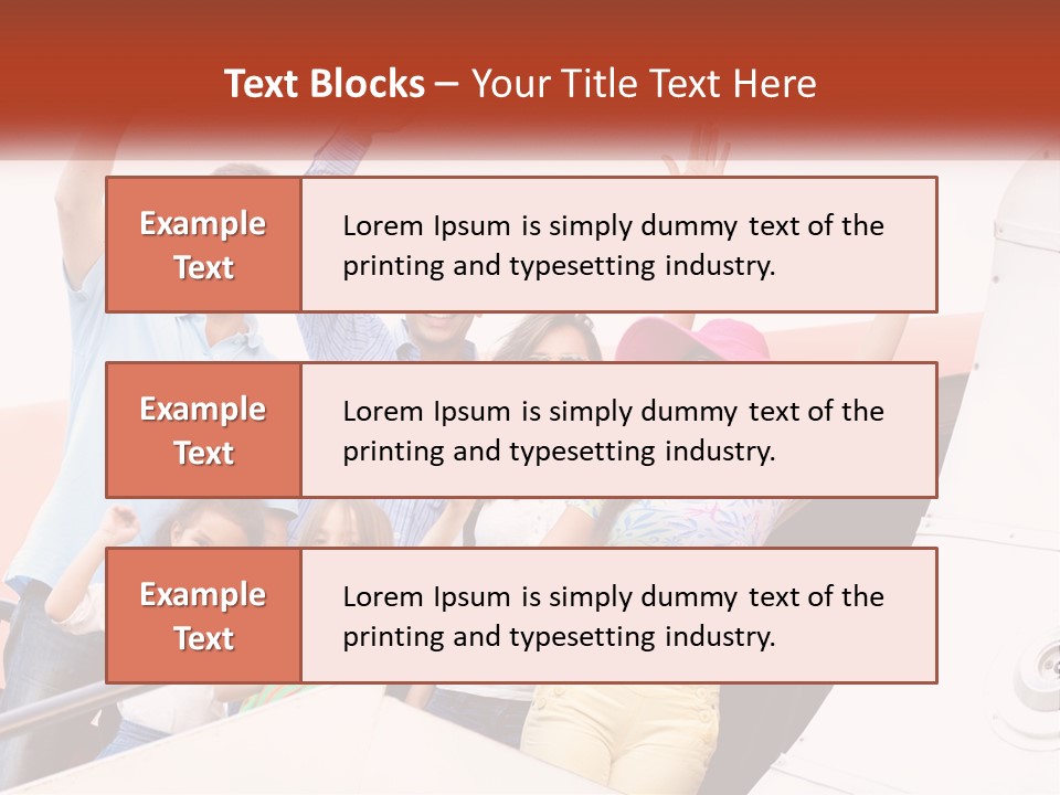 A Group Of People On A Plane With Their Arms In The Air PowerPoint Template