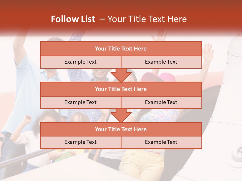 A Group Of People On A Plane With Their Arms In The Air PowerPoint Template