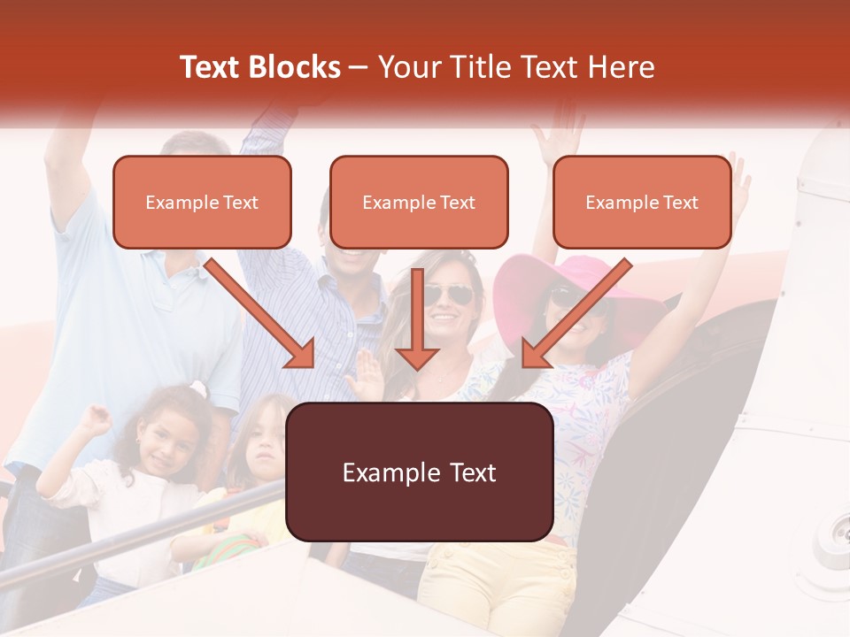 A Group Of People On A Plane With Their Arms In The Air PowerPoint Template