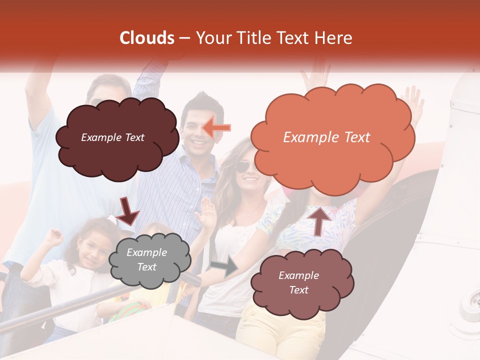 A Group Of People On A Plane With Their Arms In The Air PowerPoint Template