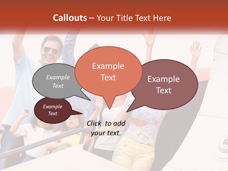 A Group Of People On A Plane With Their Arms In The Air PowerPoint Template