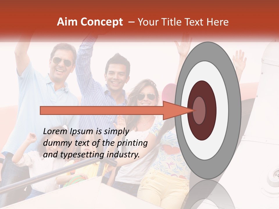 A Group Of People On A Plane With Their Arms In The Air PowerPoint Template