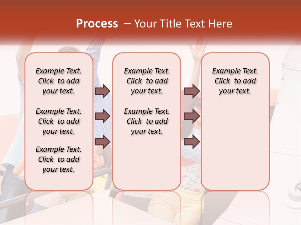 A Group Of People On A Plane With Their Arms In The Air PowerPoint Template