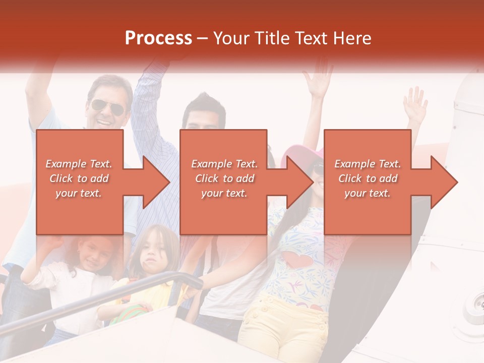 A Group Of People On A Plane With Their Arms In The Air PowerPoint Template