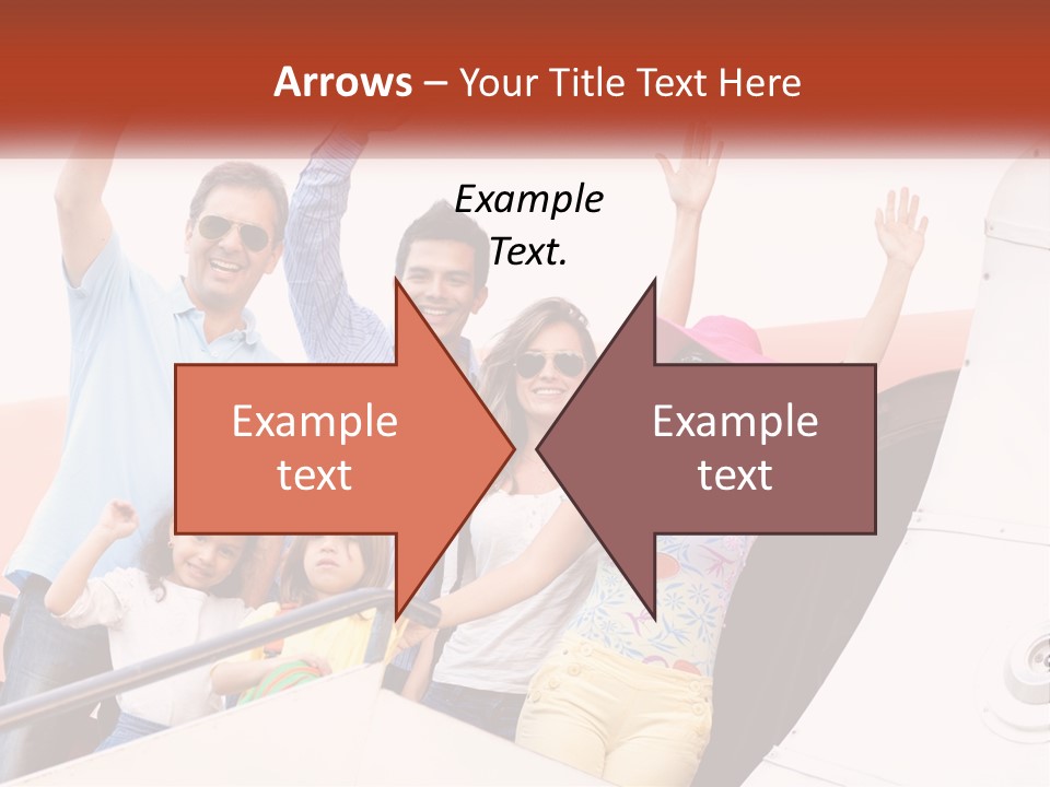 A Group Of People On A Plane With Their Arms In The Air PowerPoint Template