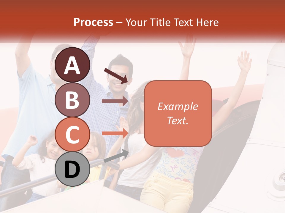 A Group Of People On A Plane With Their Arms In The Air PowerPoint Template