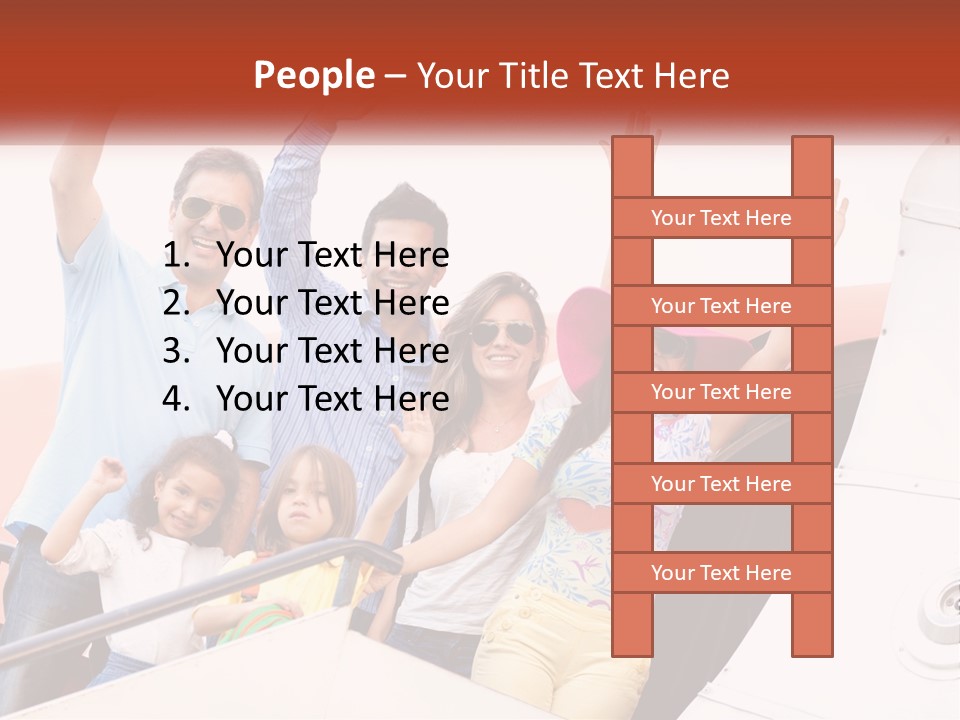 A Group Of People On A Plane With Their Arms In The Air PowerPoint Template