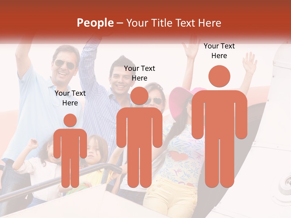 A Group Of People On A Plane With Their Arms In The Air PowerPoint Template