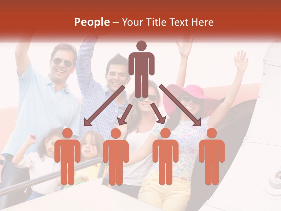 A Group Of People On A Plane With Their Arms In The Air PowerPoint Template