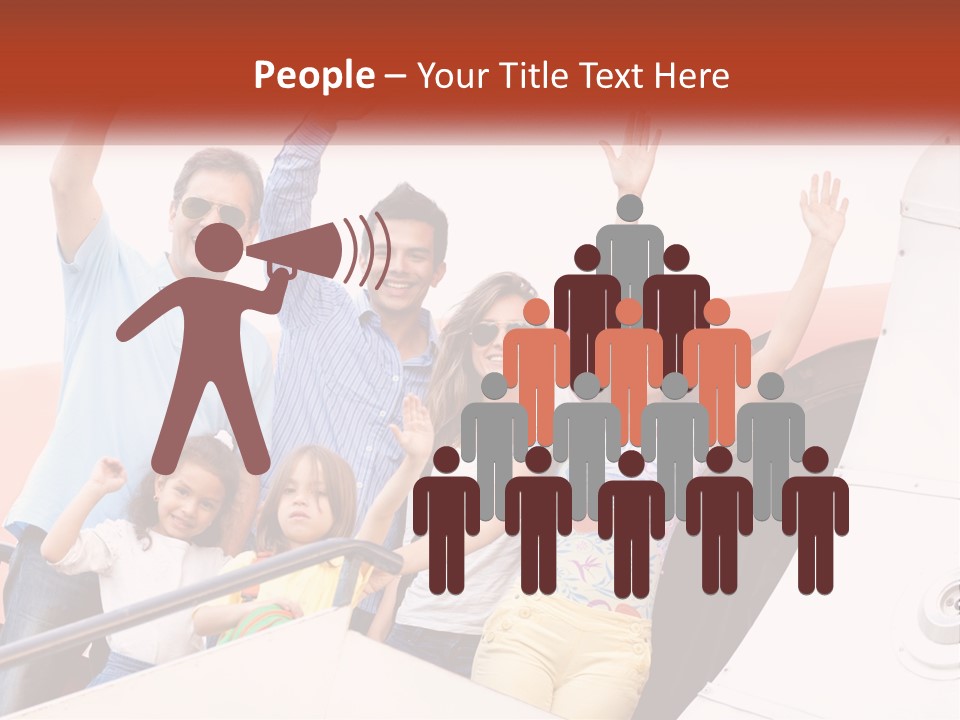 A Group Of People On A Plane With Their Arms In The Air PowerPoint Template
