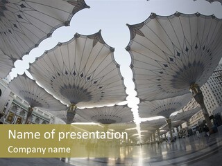 A Group Of Umbrellas That Are In The Air PowerPoint Template