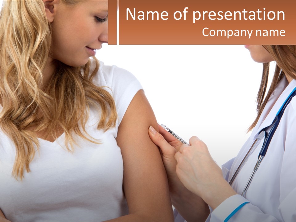 A Woman With A Stethoscope Is Talking To Another Woman PowerPoint Template