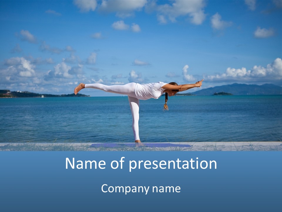 A Woman Doing A Yoga Pose On The Beach PowerPoint Template