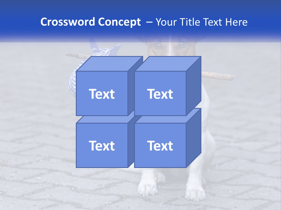 A Brown And White Dog Holding A Stick In Its Mouth PowerPoint Template