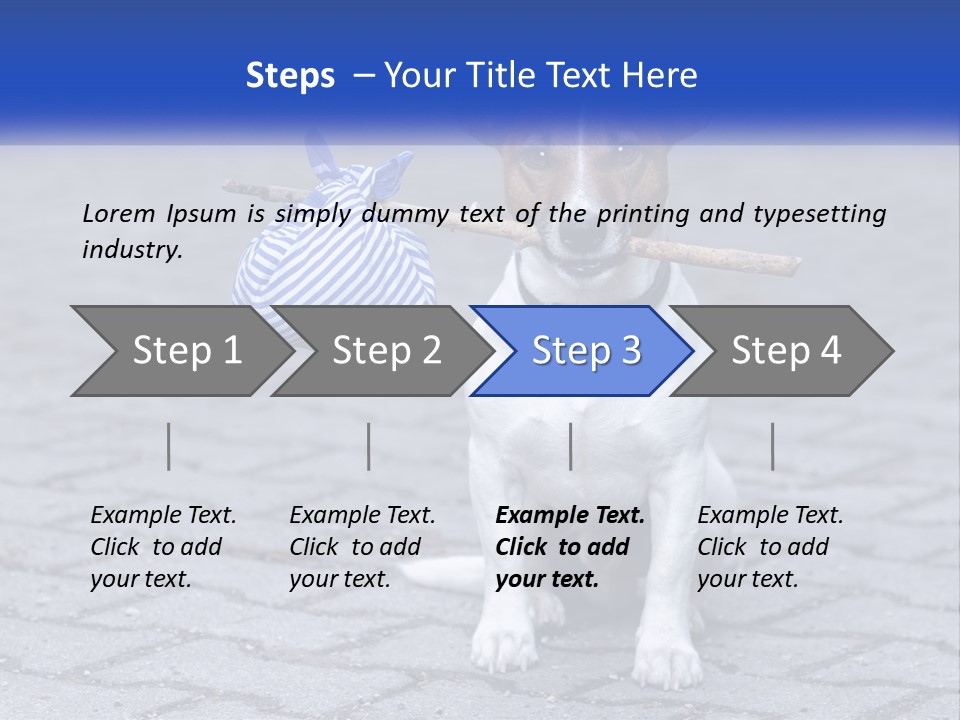 A Brown And White Dog Holding A Stick In Its Mouth PowerPoint Template
