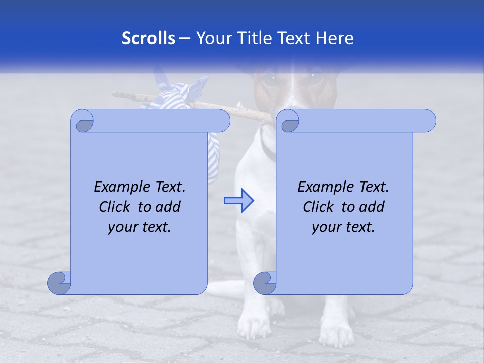 A Brown And White Dog Holding A Stick In Its Mouth PowerPoint Template