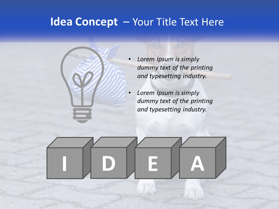 A Brown And White Dog Holding A Stick In Its Mouth PowerPoint Template