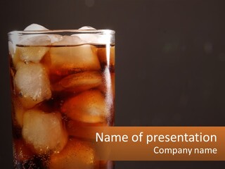 A Glass Of Ice Tea With Ice Cubes In It PowerPoint Template