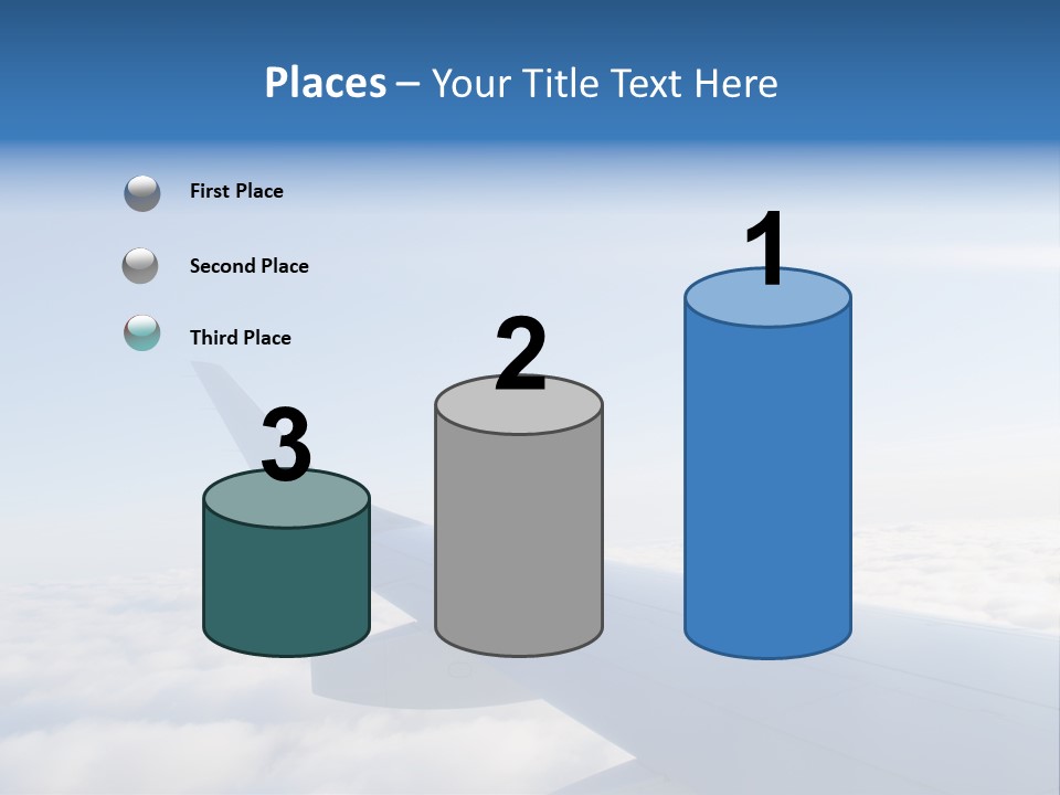 The Wing Of An Airplane Flying Above The Clouds PowerPoint Template