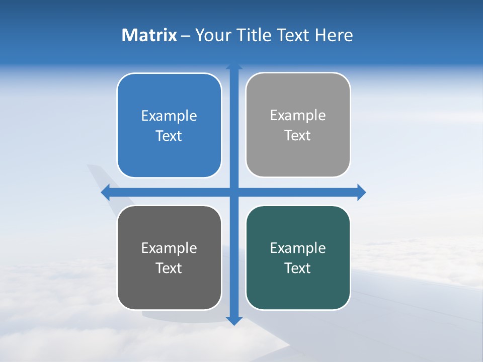 The Wing Of An Airplane Flying Above The Clouds PowerPoint Template
