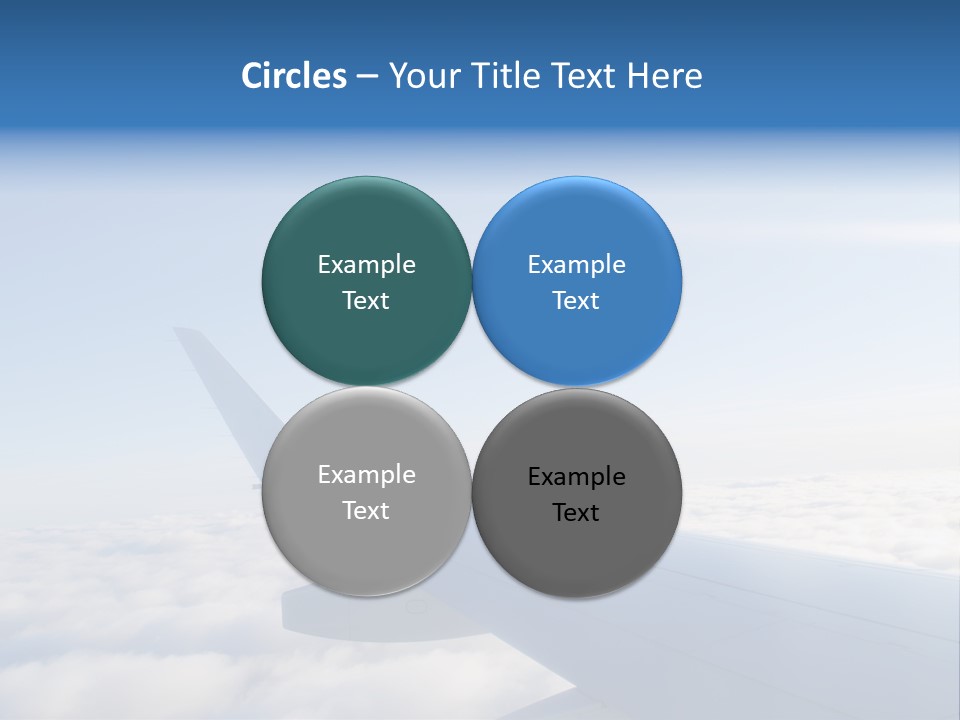 The Wing Of An Airplane Flying Above The Clouds PowerPoint Template