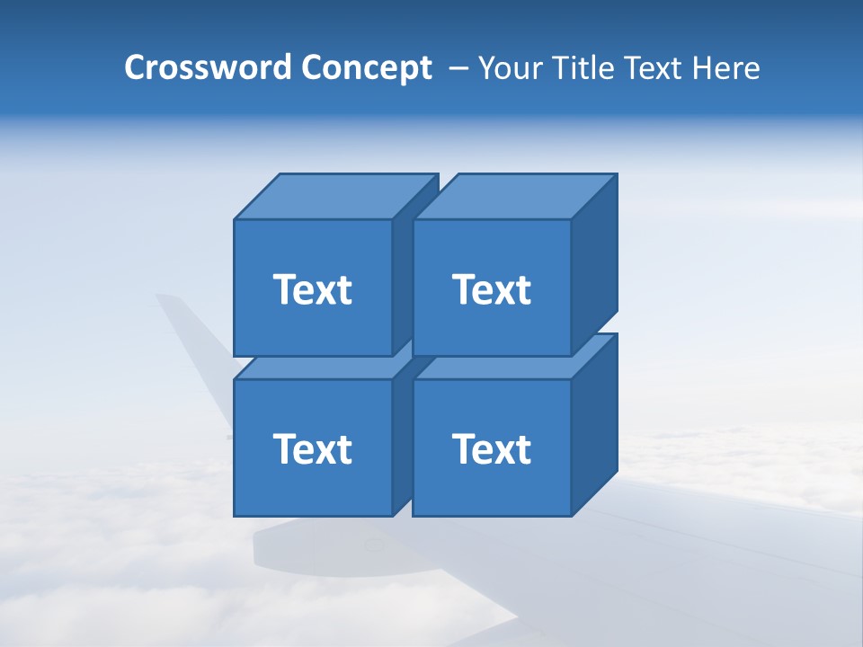 The Wing Of An Airplane Flying Above The Clouds PowerPoint Template