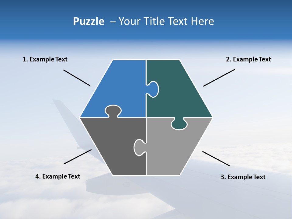 The Wing Of An Airplane Flying Above The Clouds PowerPoint Template