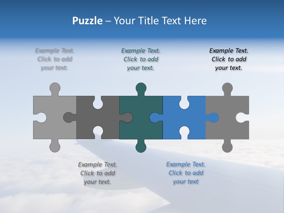 The Wing Of An Airplane Flying Above The Clouds PowerPoint Template