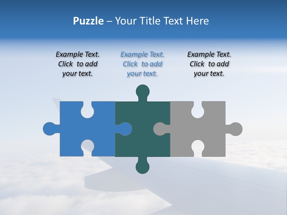 The Wing Of An Airplane Flying Above The Clouds PowerPoint Template