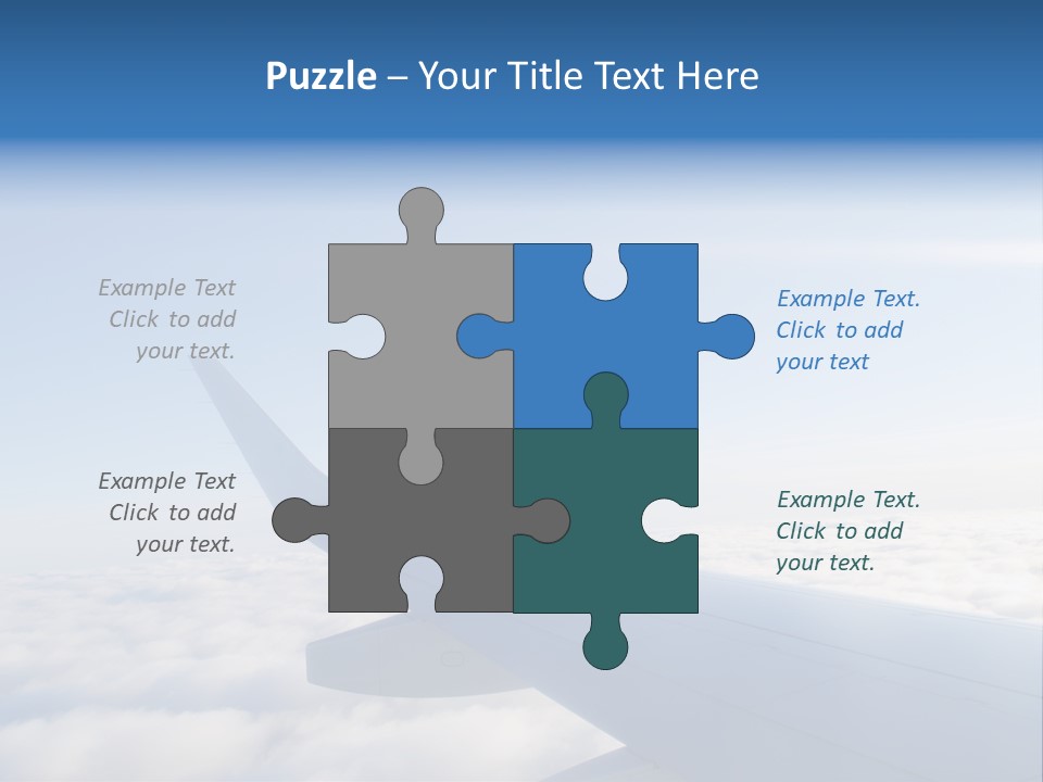 The Wing Of An Airplane Flying Above The Clouds PowerPoint Template