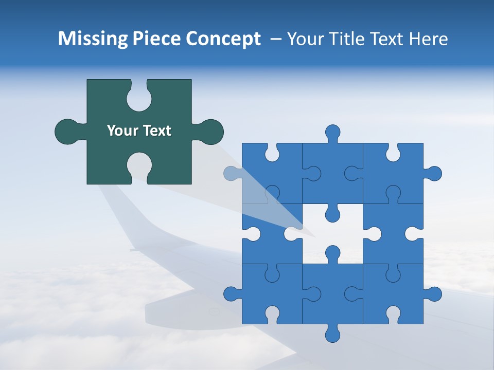 The Wing Of An Airplane Flying Above The Clouds PowerPoint Template