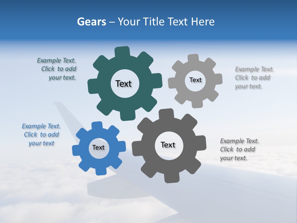 The Wing Of An Airplane Flying Above The Clouds PowerPoint Template