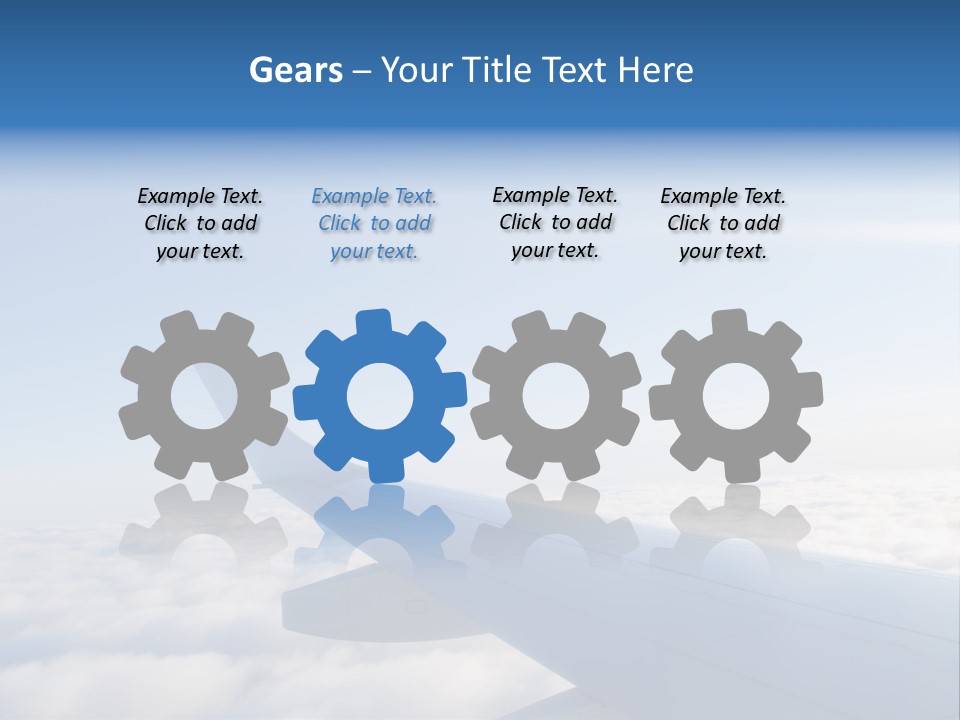 The Wing Of An Airplane Flying Above The Clouds PowerPoint Template