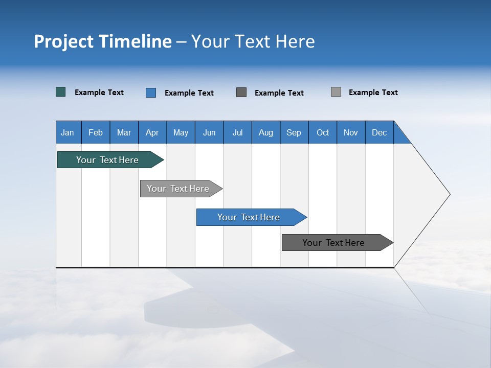 The Wing Of An Airplane Flying Above The Clouds PowerPoint Template