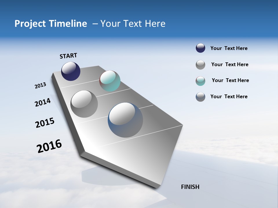 The Wing Of An Airplane Flying Above The Clouds PowerPoint Template