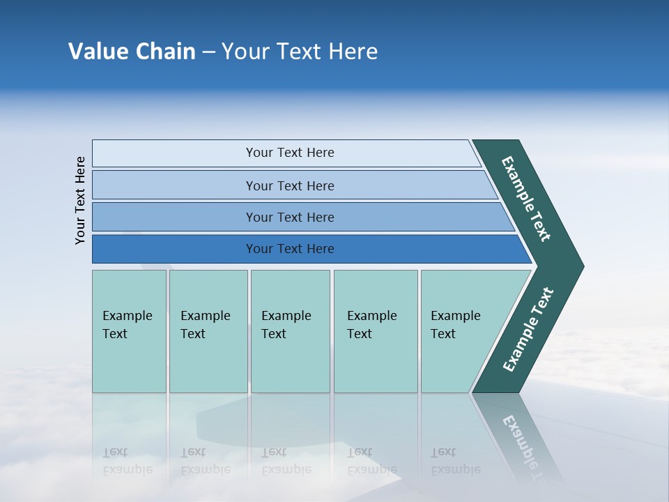 The Wing Of An Airplane Flying Above The Clouds PowerPoint Template