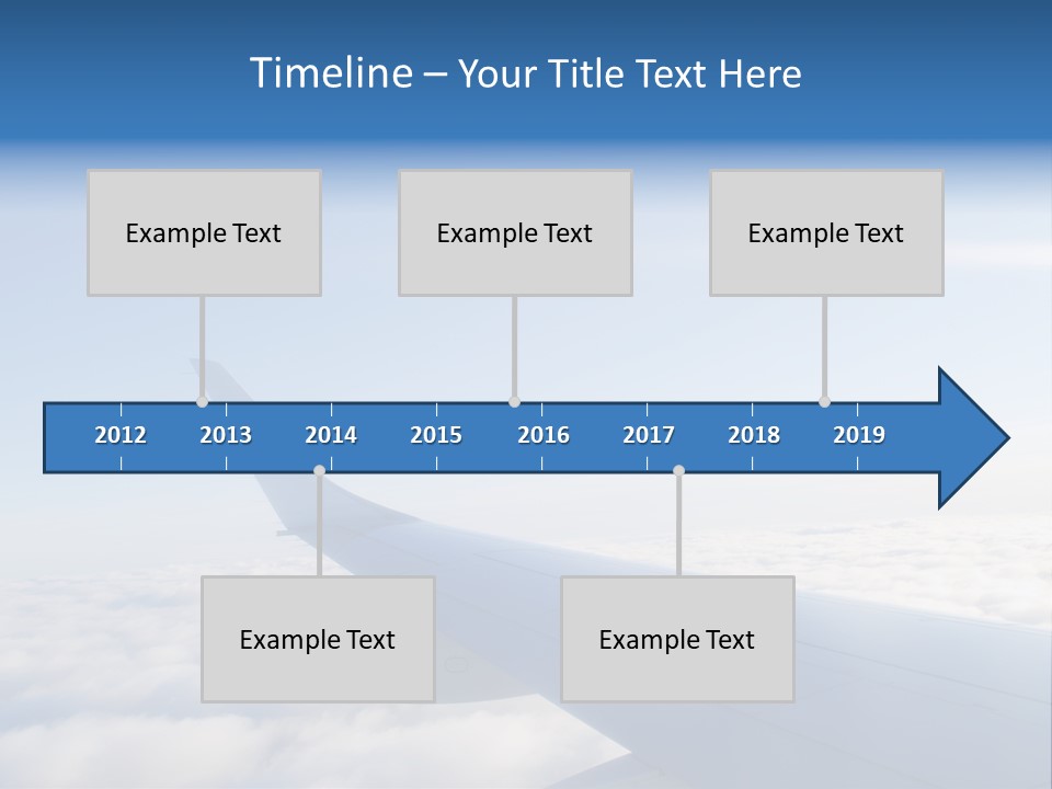 The Wing Of An Airplane Flying Above The Clouds PowerPoint Template